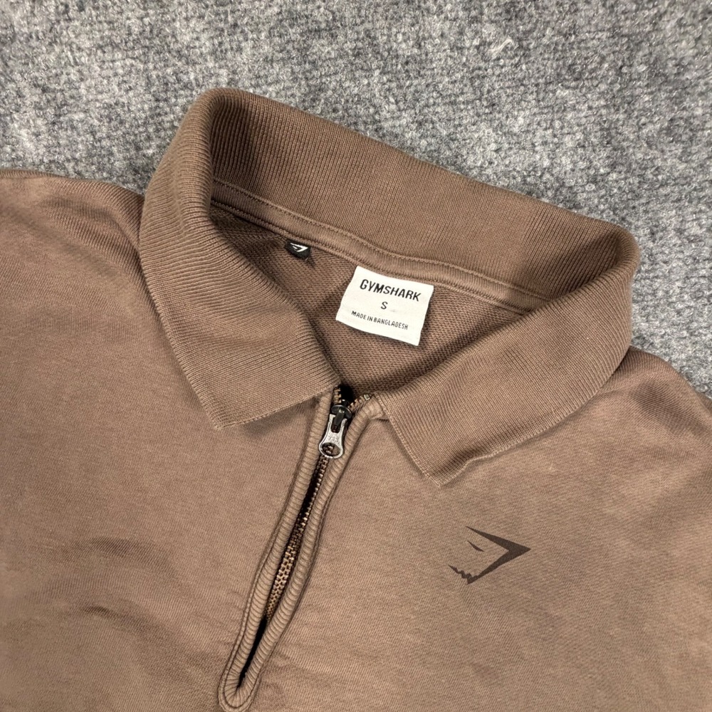 Gymshark Womens Phys Ed Weightlifting Quarter Zip Cropped Sweatshirt Brown S 785